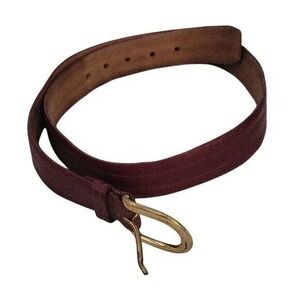 Gold Buckle Burgundy Smooth‎ Leather Belt Cowhide 32" Business Causal Luxury